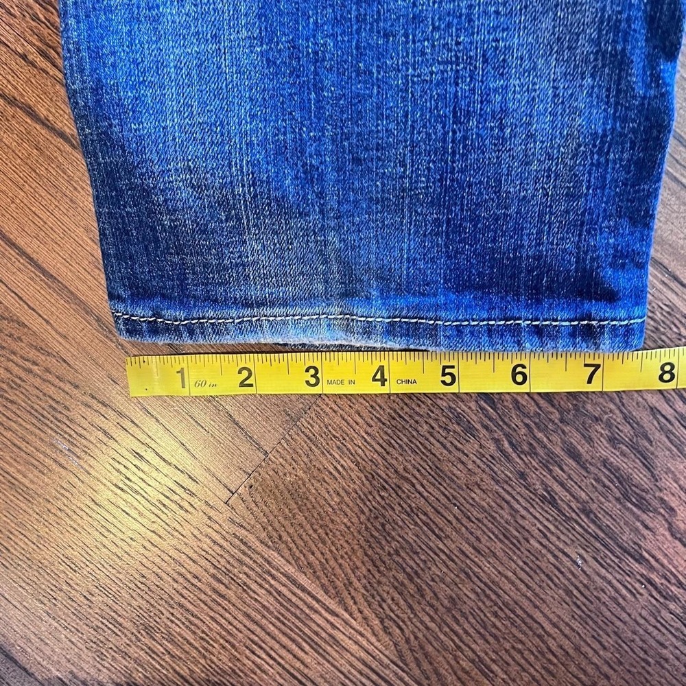 y2k zipper dark wash low rise bootcut flare embellished pocket jeans size 26 - Picture 8 of 8